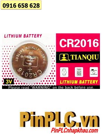 Tianqiu CR2016, Pin 3v lithium Tianqiu CR2016 chính hãng (Vỉ 5viên)